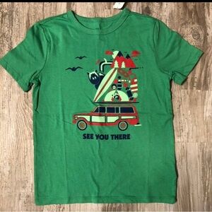GAP Green Graphic Tee with Adventure Camping Medium boys